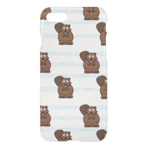 Beaver on blue stripes iPhone SE/8/7 case