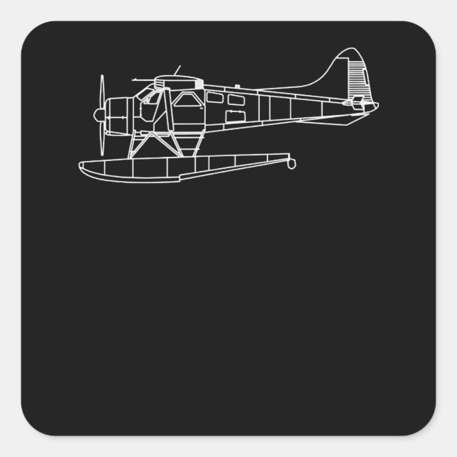 Beaver On Floats Sea Plane Pilot  Front & Back Square Sticker (Front)