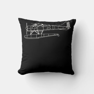 Beaver On Floats Sea Plane Pilot  Front & Back Throw Pillow