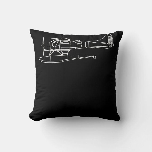 Beaver On Floats Sea Plane Pilot  Front & Back Throw Pillow (Front)