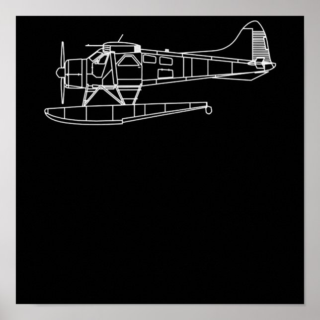 Beaver On Floats Sea Plane Piot Funny Gift Poster (Front)