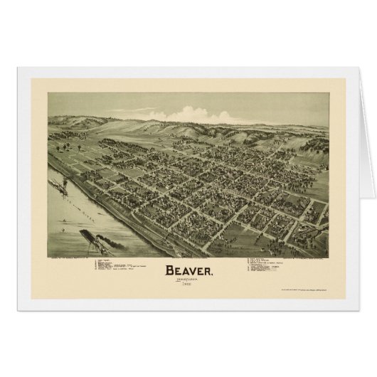 Beaver, PA Panoramic Map - 1900 Cards (Front Horizontal)