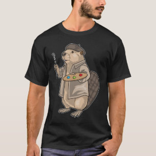 Beaver Painter Paintbrush Painting T-Shirt