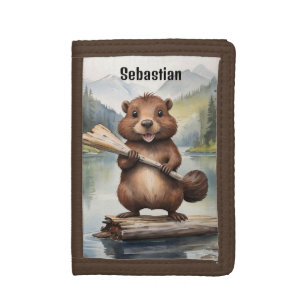 Beaver Personalized Kids Tri-fold Wallet