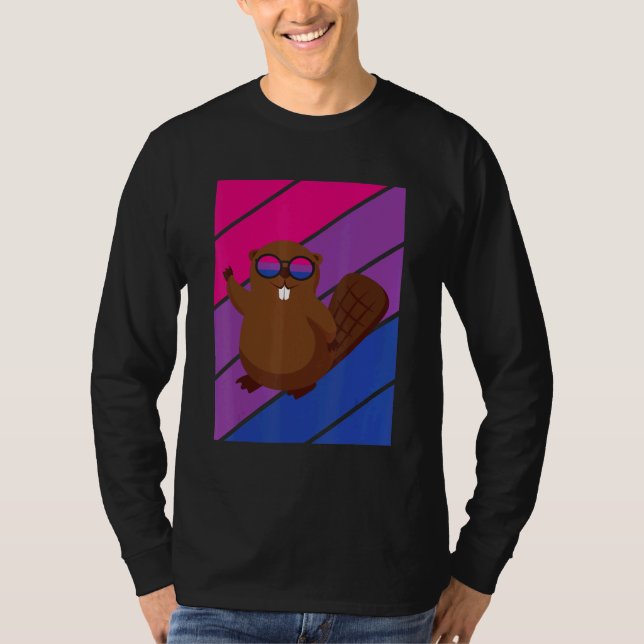 Beaver Pride Bisexual Flag LGBTQ Proud Ally Pride  T-Shirt (Front)