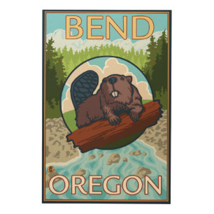 Beaver & River - Bend, Oregon Wood Wall Art