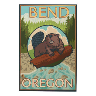 Beaver & River - Bend, Oregon Wood Wall Art
