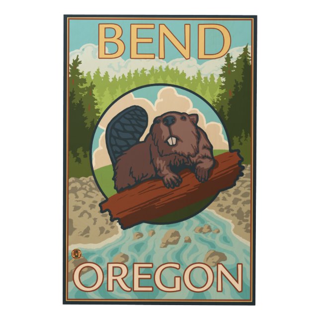 Beaver & River - Bend, Oregon Wood Wall Art (Front)