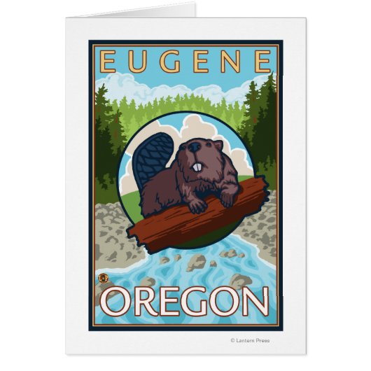 Beaver & River - Eugene, Oregon Cards (Front)