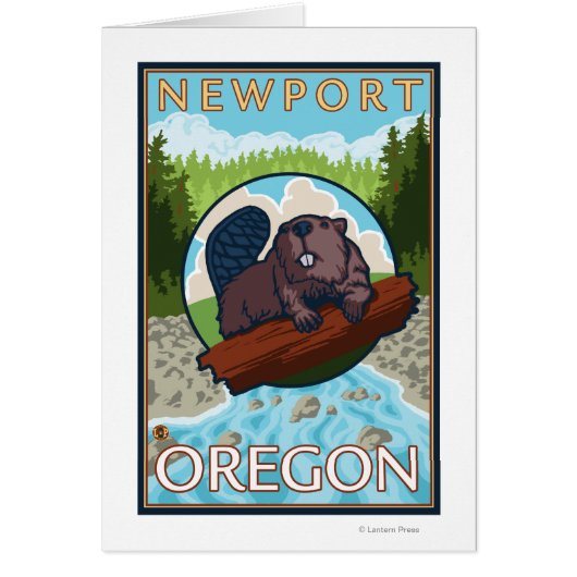 Beaver & River - Newport, Oregon Cards (Front)