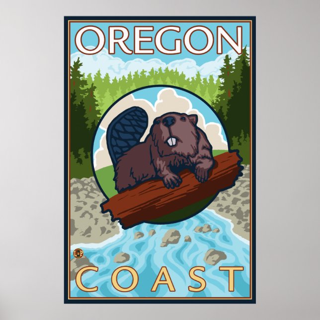 Beaver & River - Oregon Coast Poster (Front)