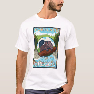 Beaver & River - Portland, Oregon T-Shirt