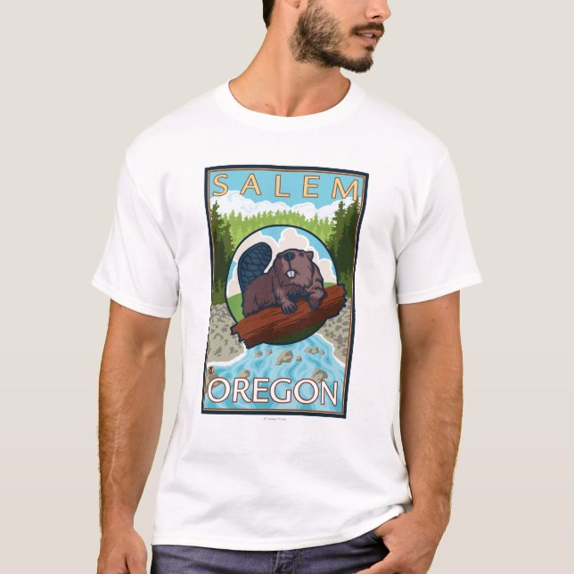 Beaver & River - Salem, Oregon T-Shirt (Front)