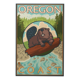 Beaver & RiverCoastVintage Travel Poster