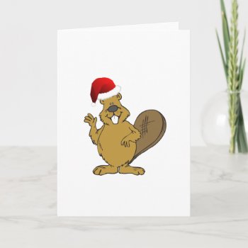 Beaver Santa Hat Holiday Card by nadil2 at Zazzle