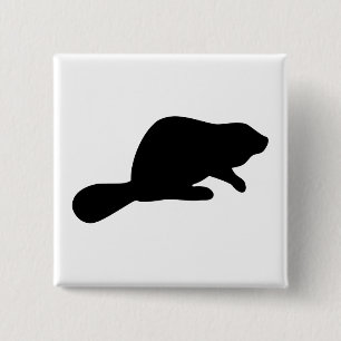 Beaver Silhouette Button