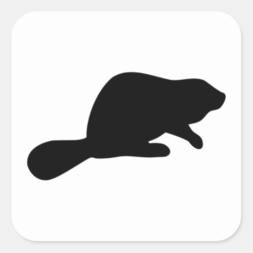 Beaver Silhouette Square Sticker