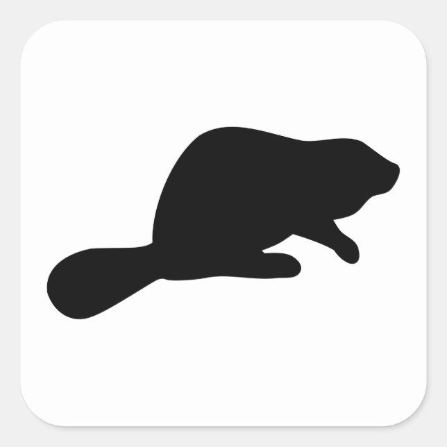 Beaver Silhouette Square Sticker (Front)