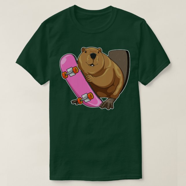 Beaver Skater Skateboard T-Shirt (Design Front)