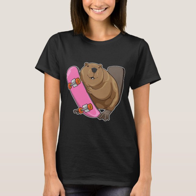 Beaver Skater Skateboard T-Shirt (Front)