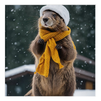 Beaver snow life acrylic print