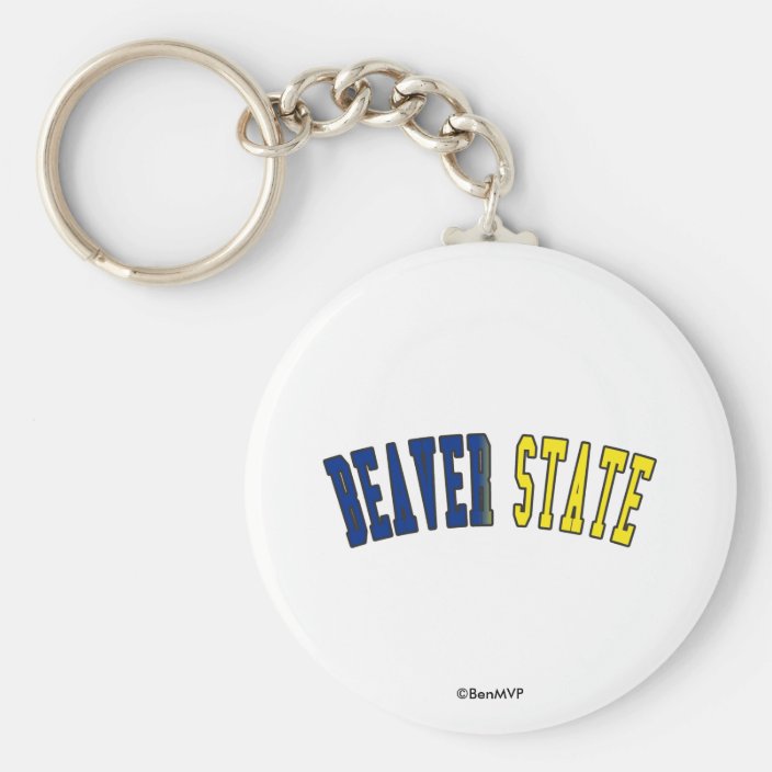 Beaver State in State Flag Colors Keychain