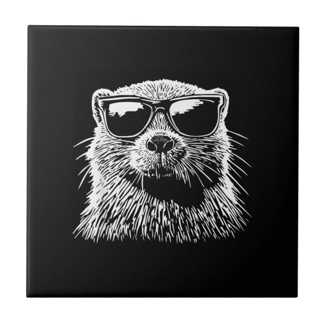 Beaver Sunglasses Ceramic Tile (Front)