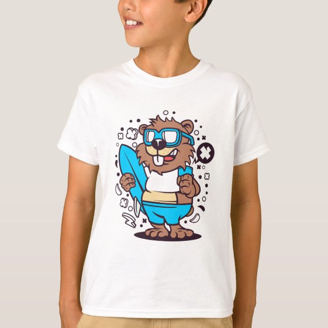 Beaver Surfing T-Shirt (Front)