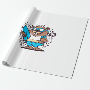 Beaver Surfing Wrapping Paper