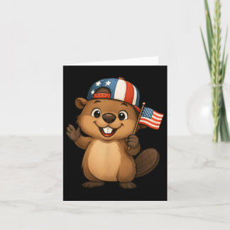 Beaver Usa Flag 4th July Independence Day Boys Gir Card