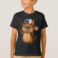 Beaver Usa Flag 4th July Independence Day Boys Gir