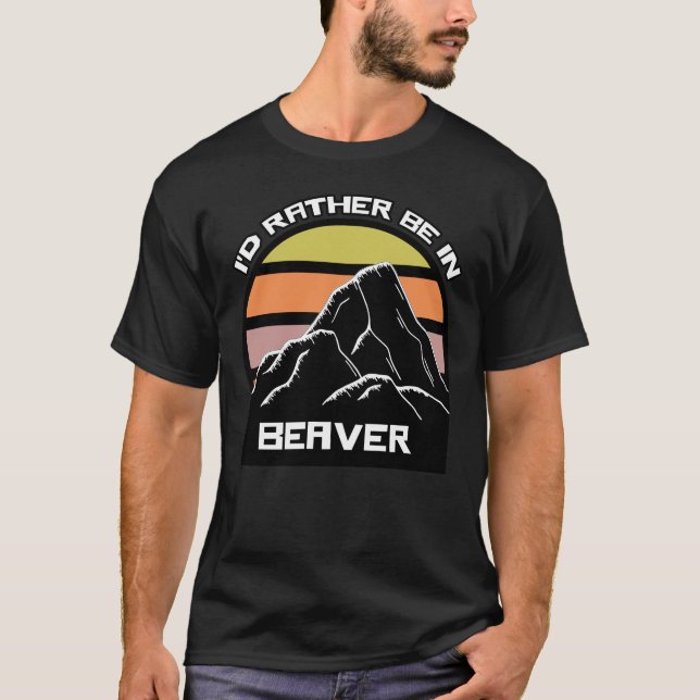 Beaver Utah Vintage Sunset Mountain T-Shirt (Front)