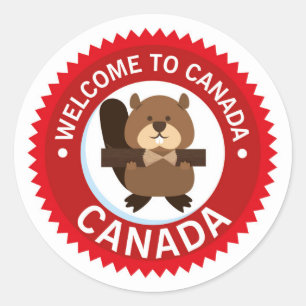 Beaver Welcome To Canada   Canada Day Classic Round Sticker