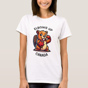 Beaver with a Maple Leaf and Elbows Up Canada Big T-Shirt