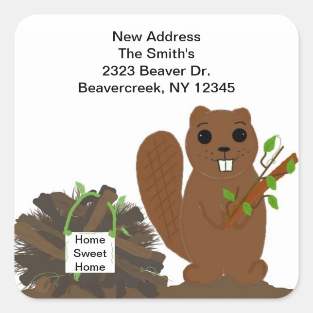 Beaver with Dam New Address Stickers (Front)