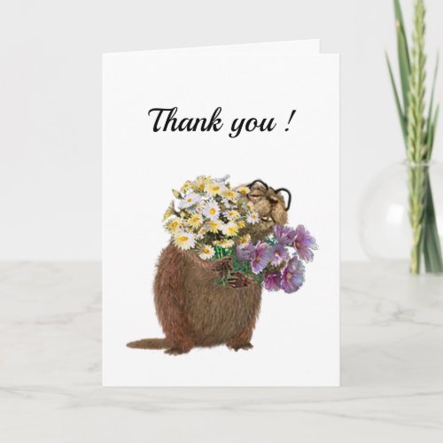 Beaver with Flowers 2 Card