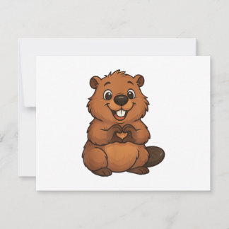 Beaver with heart _ Sweet beaver motif with heart Thank You Card