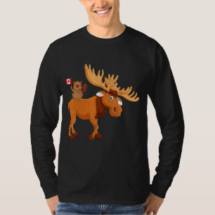 Beaver With Moose Maple Leaf Canadian Flag Canada T-Shirt