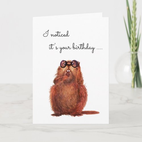 Beaver with violin birthday wish card