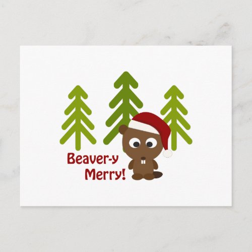 Beaver_y Merry Christmas Beaver Holiday Postcard