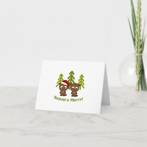 Beaver_y Merry Christmas Beavers Holiday Card