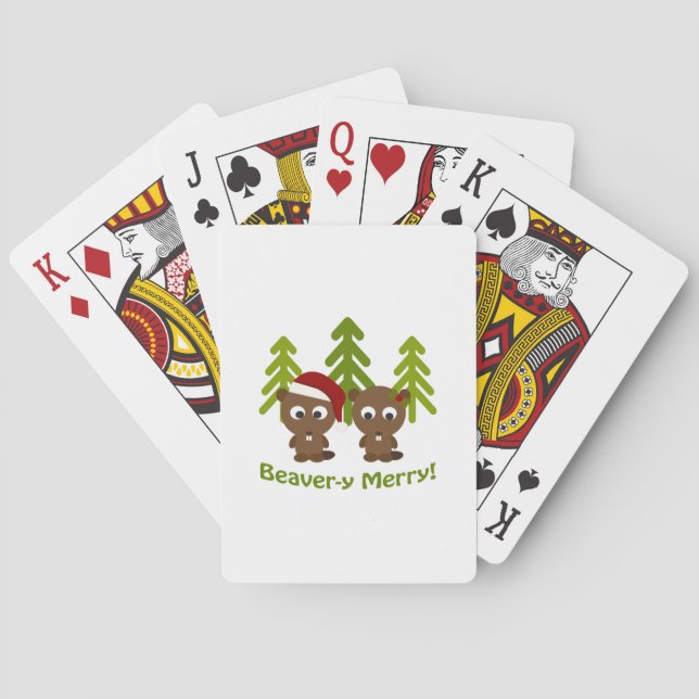 Beaver-y Merry! Christmas Beavers Poker Cards (Back)