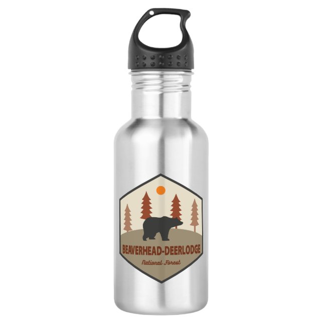Beaverhead-Deerlodge National Forest Montana Bear Stainless Steel Water Bottle (Front)