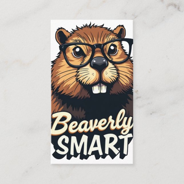Beaverly Smart – Funny Beaver with Glasses Graphic Business Card (Front)