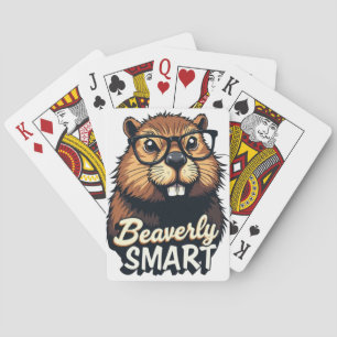 Beaverly Smart – Funny Beaver with Glasses Graphic Poker Cards