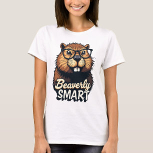 Beaverly Smart – Funny Beaver with Glasses Graphic T-Shirt