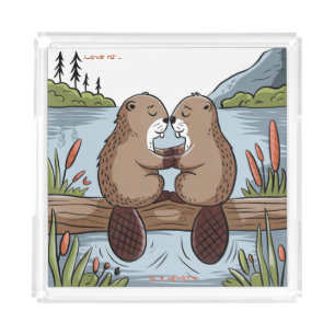 Beavers in Love Acrylic Tray