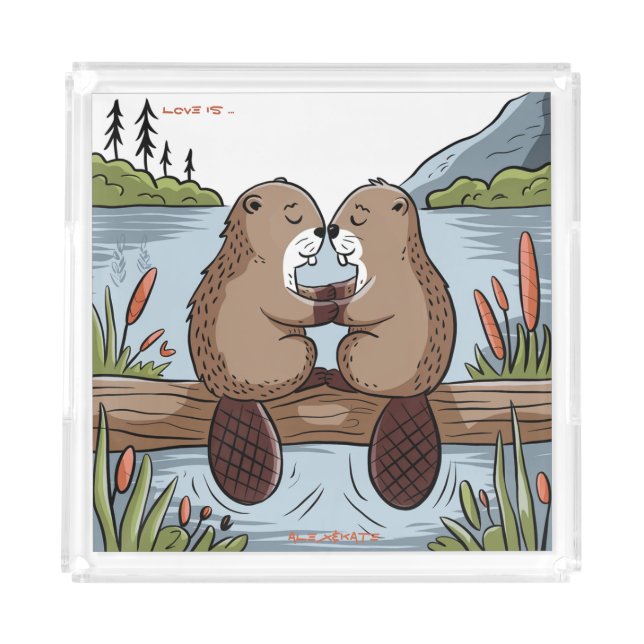 Beavers in Love Acrylic Tray (Front)