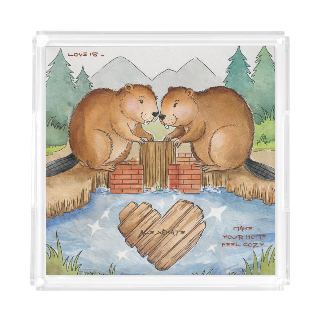 Beavers in Love Acrylic Tray (Front)