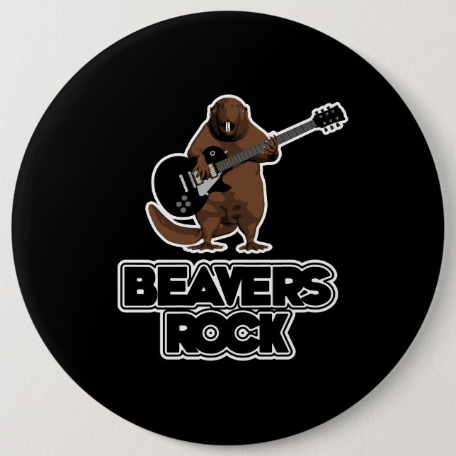 Beavers Rock Pinback Button (Front)